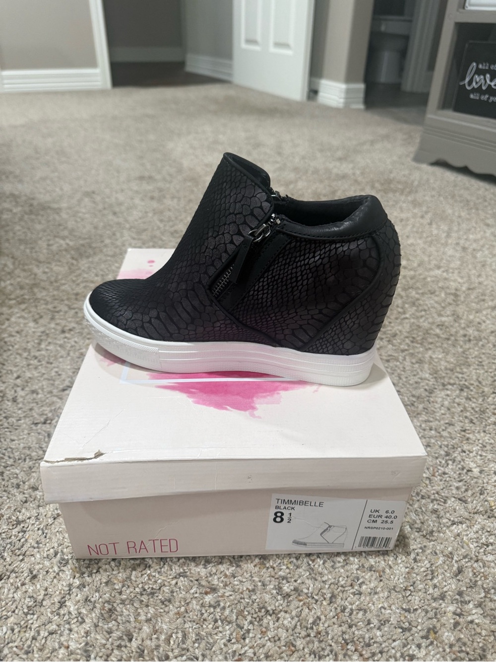 Not Rated Black Textured Wedge Sneaker Bootie